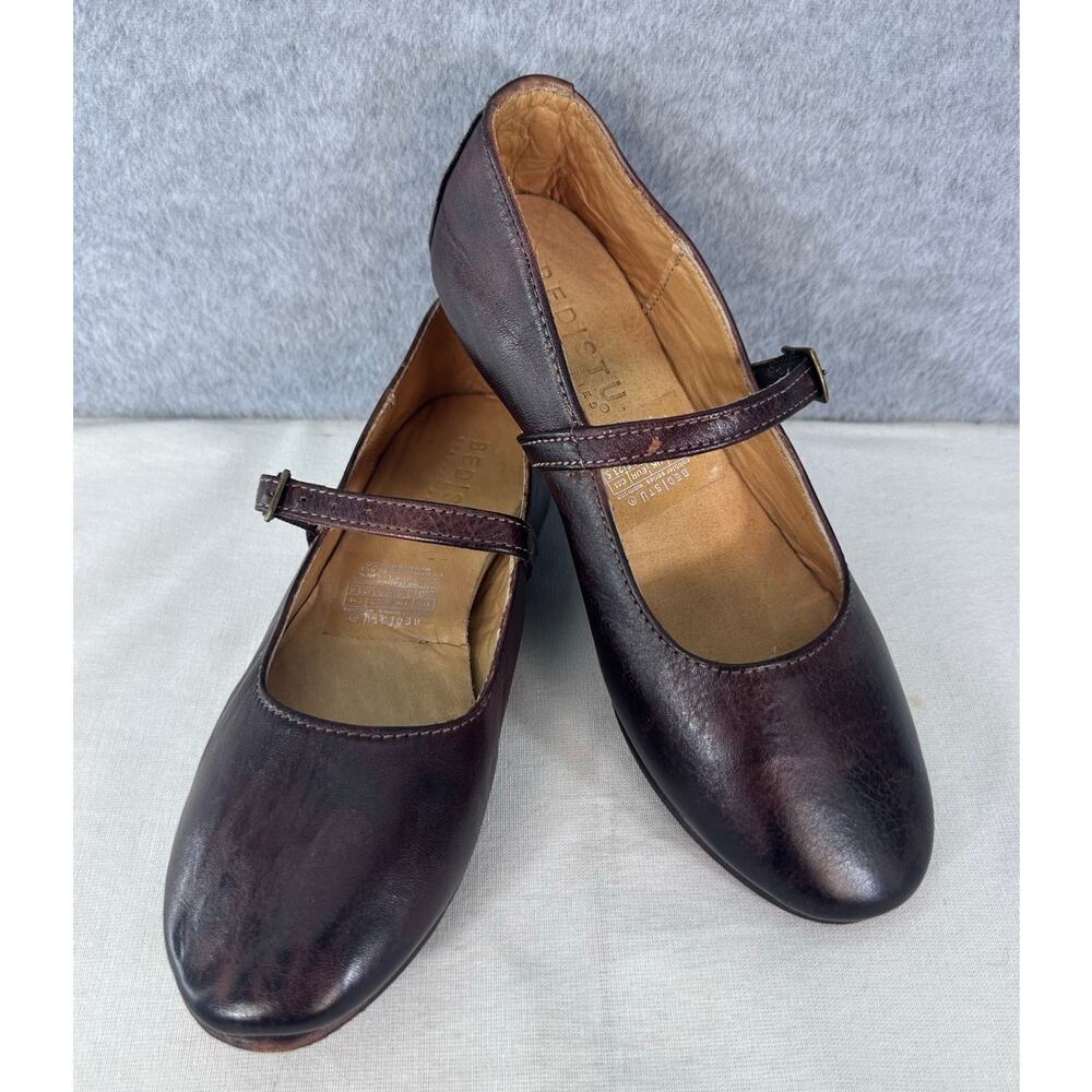 BED|STU Women's sz 6.5 Shuffle Cobbler Series Leather Mary Jane Flats Mahogany - Picture 2 of 10